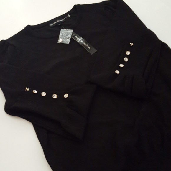 Catherine Malandrino Rhinestone Button Sleeve Detailed Sweater NWT - Picture 5 of 14